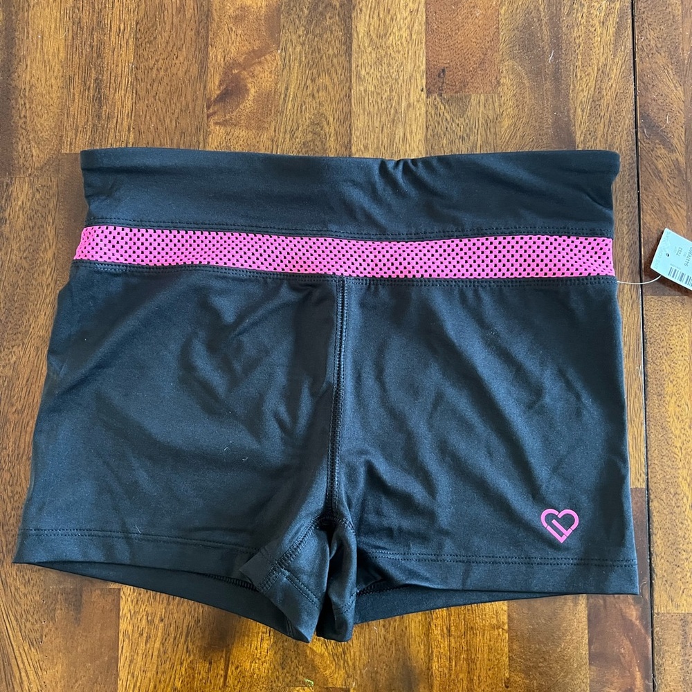 NWT Juniors Med black and pink athletic shorts